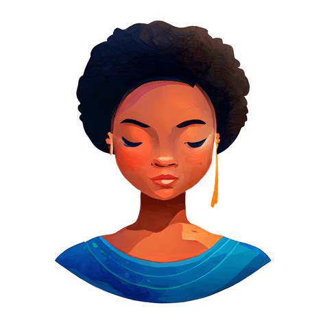 African American Girl With Closed Eyes · Creative Fabrica