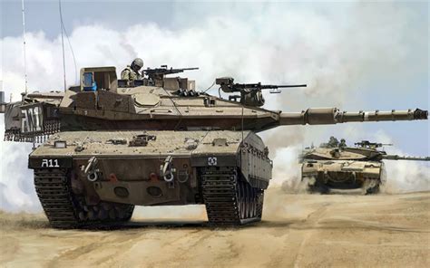 An Israel Defense Force Merkava Mark Iv Main Battle Tank During Track