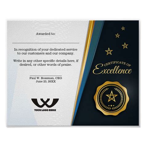 certificate  excellence staff employee award poster zazzlecom award poster employee