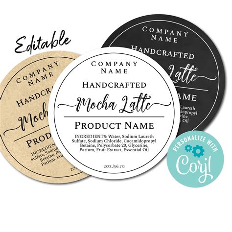 editable circle label simply natural sticker template etsy