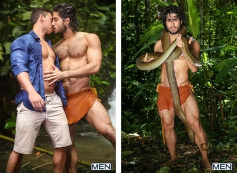 tarzan diego sans fucks tobias by a waterfall in this picturesque porn scene from tarzan a