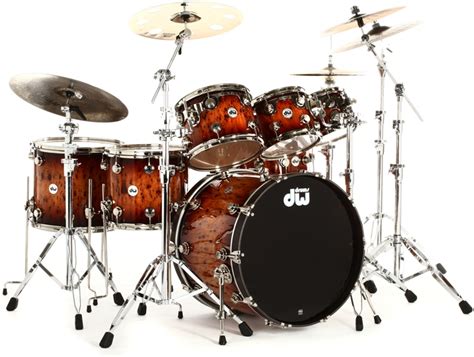 dw collectors exotic cherry  piece drum set review  sweetwater