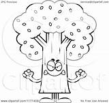 Mascot Mad Tree Clipart Cartoon Outlined Coloring Vector Thoman Cory Royalty sketch template