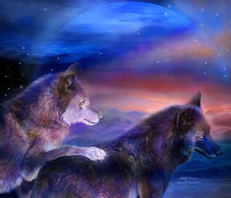 wolf mates mixed media by carol cavalaris