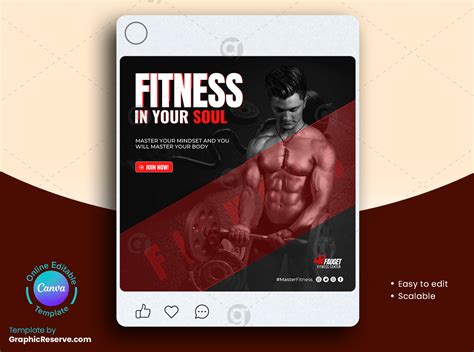 fitness gym facebook banner canva file graphic reserve