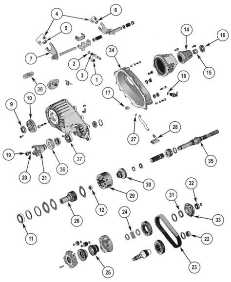 process np transfer case parts exploded view diagram  process np transfer case