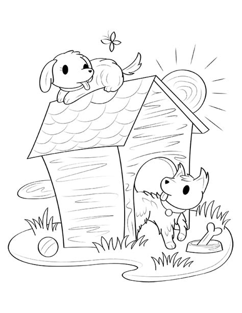 printable dog house coloring page