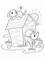 House Coloring Dog Pages Puppy Printable Template Colouring Museprintables Choose Board sketch template