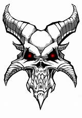 Skull Drawings Skulls Demon Drawing Tattoo Cool Clipart Clip Horns Devil Demonic Cliparts Evil Logos Stencils Designs Wicked Deviantart Stencil sketch template