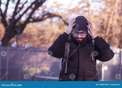 man   snow  winter clothes stock photo image  colors holiday