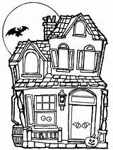 Halloween Coloring House Pages Haunted Spooky Mansion Castle Scary Drawing Color Print Moon Printable Creepy Kids Happy Houses Clipart Big sketch template