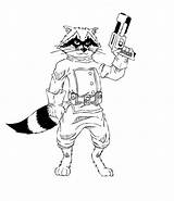Raccoon Racoon Marvel Guardians Coloriages Dessinée Bande sketch template