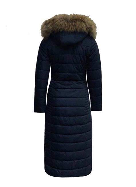 lange dames winterjas met bontkraag blauw moskou bk leder