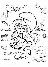 Smurfette Coloring Smurfs Printable Pages Colouring sketch template