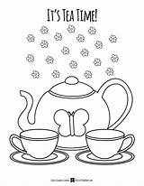 Tea Coloring Party Pages sketch template
