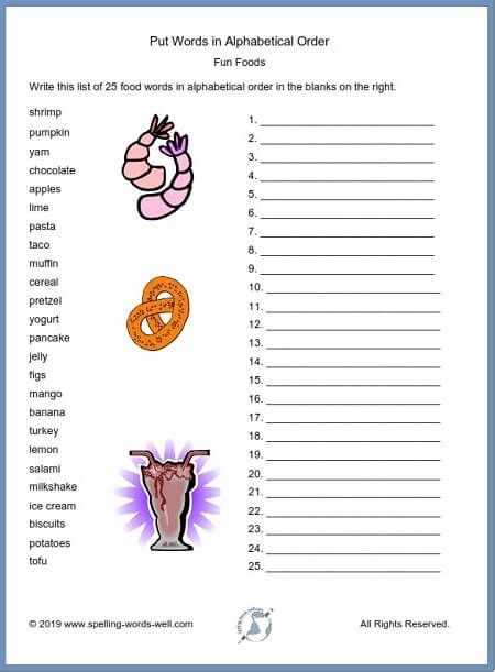 put words  alphabetical order worksheets abc order worksheet