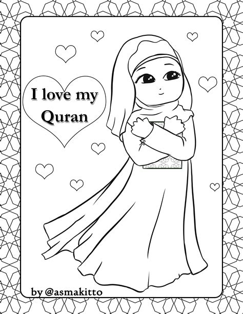coloring page   muslim girl   quran kids children