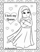Coloring Muslim Quran Girls Pages Kids Girl Children Ramadan Islamic Colouring Islam Color Activities Praying Choose Board Craft sketch template