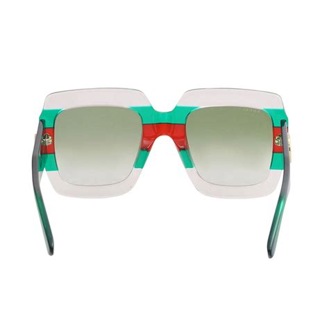 women s gg web oversized rectangular sunglasses green red gucci