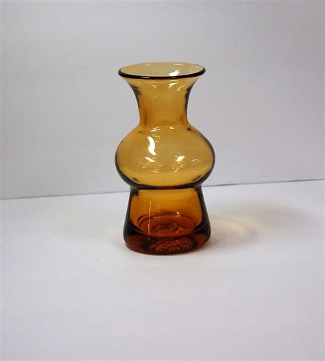 Blenko Glass Hand Blown Vase 704 Joel Myers In Wheat Amber