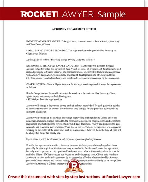 attorney engagement letter  law firm client engagement letter sample