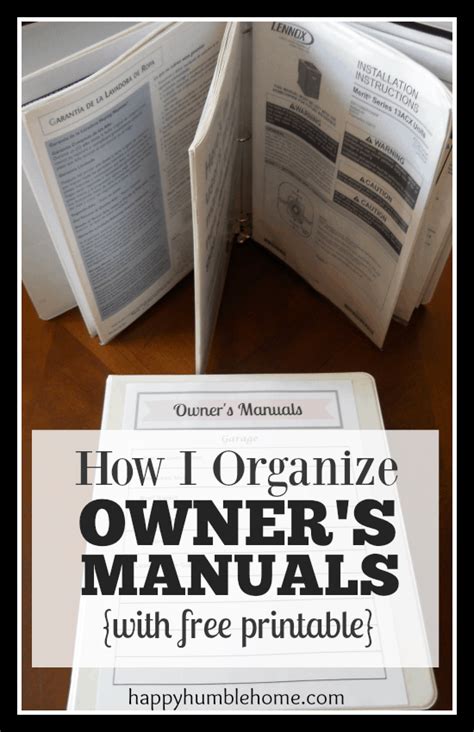 organize owners manuals   printable happy humble home