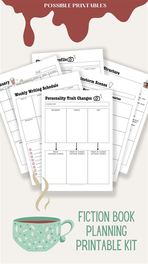 book writing planning printable nanowrimo  planner  etsy