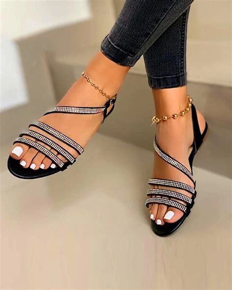 embellished strappy flat sandals rosendate pretty sandals strappy