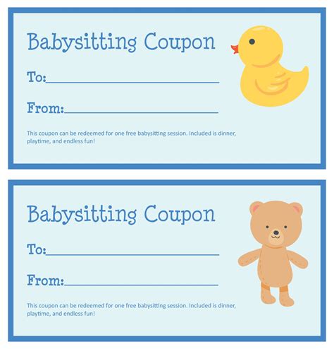 images  printable babysitting voucher template