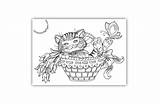 Coloring Happy Kitten Playful Cat Mouse Pages Cats sketch template