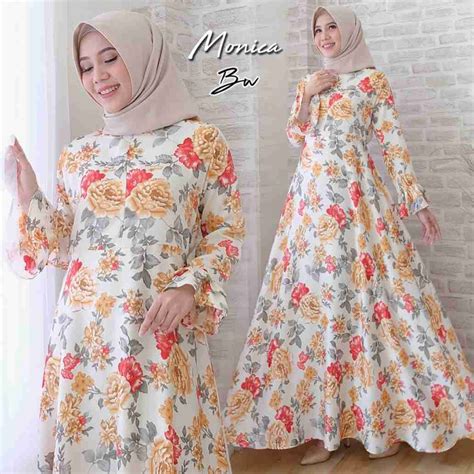 baju gamis motif bunga ragam muslim