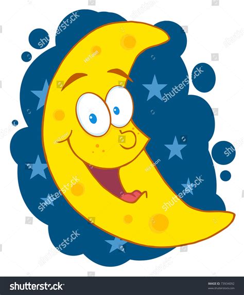 happy moon mascot cartoon character   sky stock vector