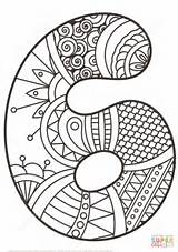 Coloring Number Pages Zentangle Supercoloring Six Printable Styles sketch template