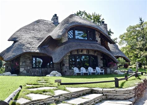 thatch house full view  home built  earl young  flickr