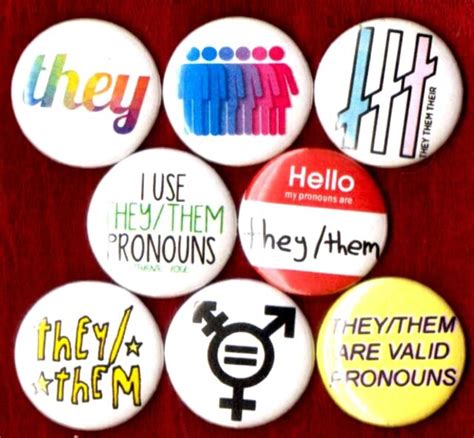 they them pronouns 8 new 1 button pins badge gay lesbian trans support