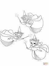 Fairies Ausmalbilder Merryweather Durmiente Aurora Printable Spinnrad Malvorlagen Drawings Princesas sketch template
