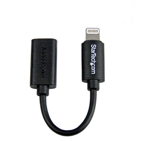 startechcom black micro usb  apple  pin lightning connector adapter  iphone ipod ipad