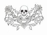 Gothic Coloring Roses Pages Adults Skull Drawing Vines Skulls Tattoo Designs Fairy Heart Printable Moon Tattoos Flower Adult Color Butterfly sketch template