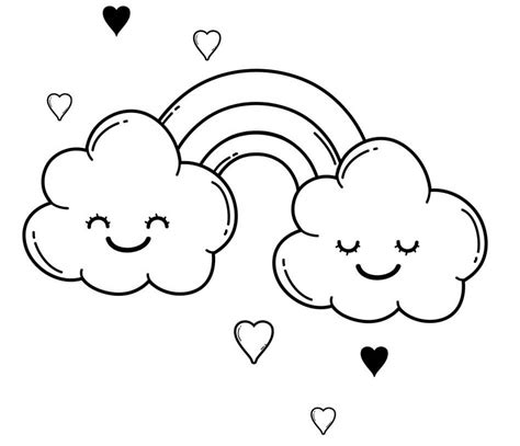 lovely rainbow  cloud coloring page  printable coloring pages