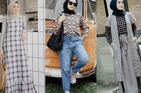 10 Ide Fashion Ayu Hijabers Dengan Motif Plaid Ala Selebgram Hijab