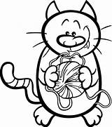 Yarn Depositphotos Coloring Cat Cartoon sketch template