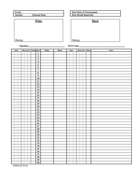 chess score sheet form  word   formats