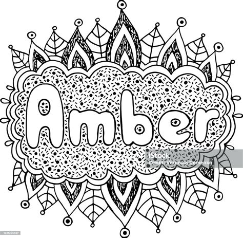 Pagina Da Colorare Per Adulti Con Nome Ragazza Amber Design Del