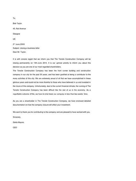 sample business closing letter