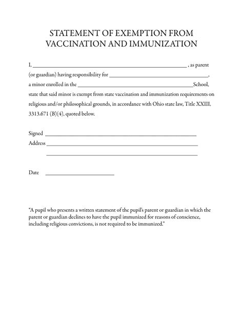 fillable  ohioamf statement  exemption  vaccination