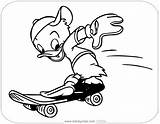 Coloring Ducktales Huey Skateboarding Pages Disneyclips sketch template