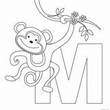 Printable Alphabet Animal Coloring Pages Letter Kids Letters Monkey Monkeys Print sketch template