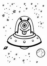 Coloring Alien Ufo Kids Space Pages Cliparts Sheets Cute sketch template