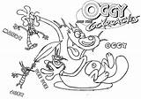 Oggy Pages Cockroaches Coloring Series Kids Print Button Through sketch template