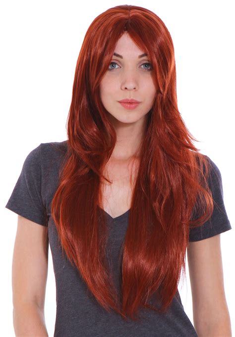 simplicity womens long straight wig cosplay party full hair red wig
